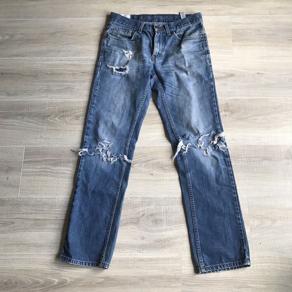Anchor Blue Distressed Blue Jeans Mens Sz 30 x 32 Slim Fit